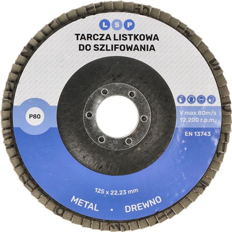 Tarcza listkowa 125 P80 ścierna lamelkowa do szlifowania DREWNO METAL STAL