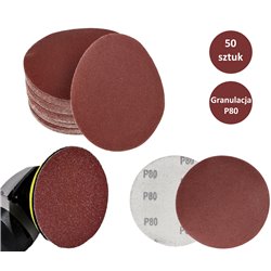 PAPIER ŚCIERNY 125 KRĄŻKI SAMOPRZYLEPNE NA RZEP DO SZLIFIERKI P80 X50