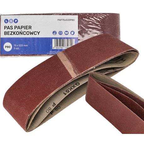PAS BEZKOŃCOWY PAPIER ŚCIERNY TAŚMA P80 533x75MM DO SZLIFIERKI TAŚMOWEJ