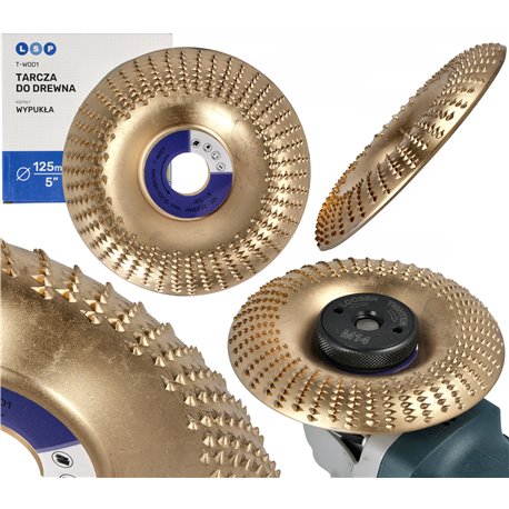 Tarcza do szlifowania drewna tarnik skośny 125 MM wypukła do rzeźbienia