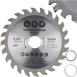 TARCZA WIDIOWA DO CIĘCIA DREWNA PIŁA 125 MM x 22,2 24T WĘGLIK WIDA LSP