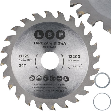 TARCZA WIDIOWA DO CIĘCIA DREWNA PIŁA 125 MM x 22,2 24T WĘGLIK WIDA LSP