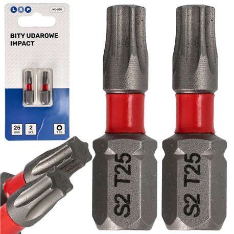 BIT UDAROWY TORX T25 25MM MZESTAW BITÓW UDAROWYCH 2 SZTUKI LSP