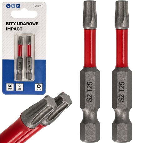 BIT UDAROWY TORX T25 50MM MZESTAW BITÓW UDAROWYCH 2 SZTUKI LSP