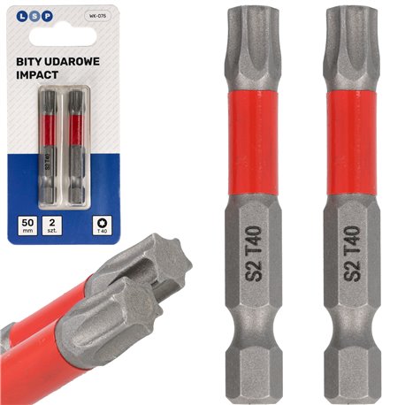 BIT UDAROWY TORX T40 50MM MZESTAW BITÓW UDAROWYCH 2 SZTUKI LSP