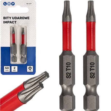 BIT UDAROWY TORX T10 50MM MZESTAW BITÓW UDAROWYCH 2 SZTUKI LSP