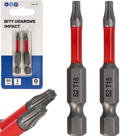 BIT UDAROWY TORX T15 50MM MZESTAW BITÓW UDAROWYCH 2 SZTUKI LSP