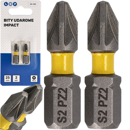 BIT UDAROWY POZIDRIV PZ2 25MM MZESTAW BITÓW UDAROWYCH 2 SZTUKI LSP