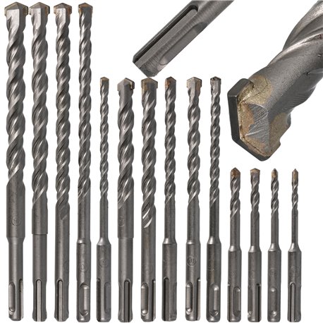 WIERTŁO DO BETONU KAMIENIA CEGŁY ZESTAW WIERTEŁ SDS PLUS 5 - 14MM 14 SZT.