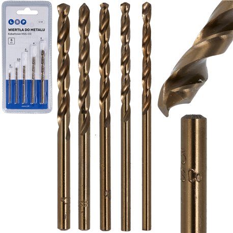 WIERTŁO KOBALTOWE ZESTAW WIERTEŁ DO METALU STALI HSS CO HSSE 2 - 5MM 5SZT