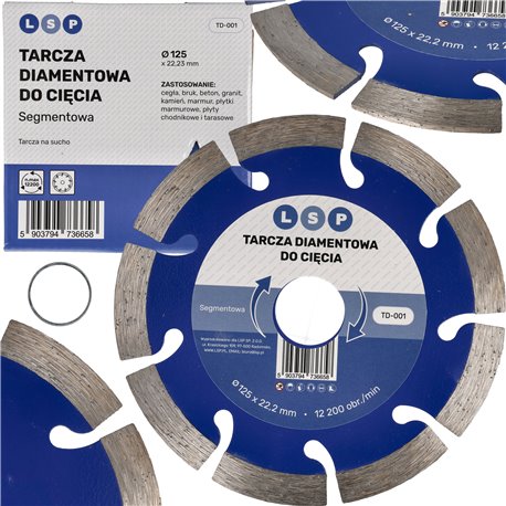 TARCZA DIAMENTOWA 125MM SEGMENTOWA DO CIĘCIA BETONU KOSTKI CEGŁY LSP