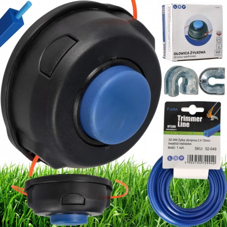 Głowica żyłkowa z żyłką w typie Husqvarna T25 M10 + żyłka 2.4mm+ komplet przelotek żyłki