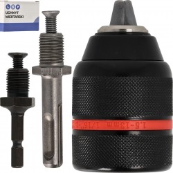 Uchwyt do wiertarki samozaciskowy 13mm 1/2 + adaptery SDS plus i 1/4"